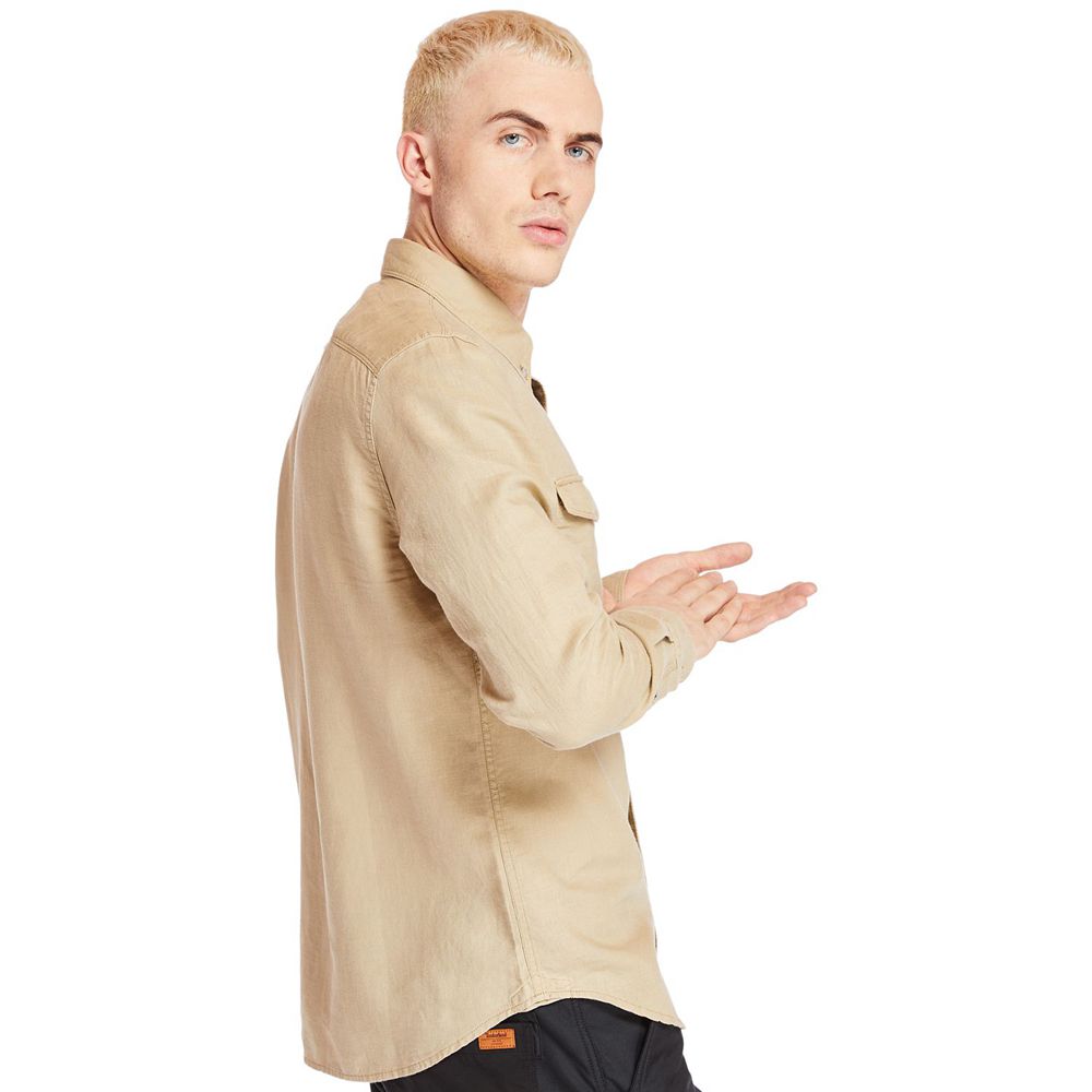 Camisa Masculino - Timberland Slim Fit Mill River Cargo - BCFWZ7548 - Caqui